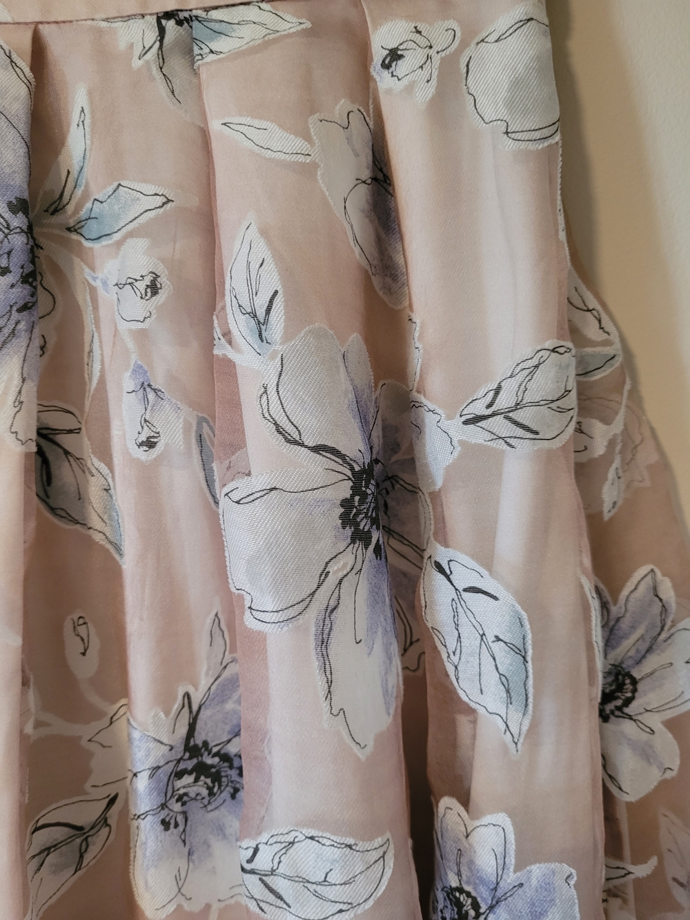 Soft Blush Floral Circle Skirt with Lavender Accents - Picture 2 of 6